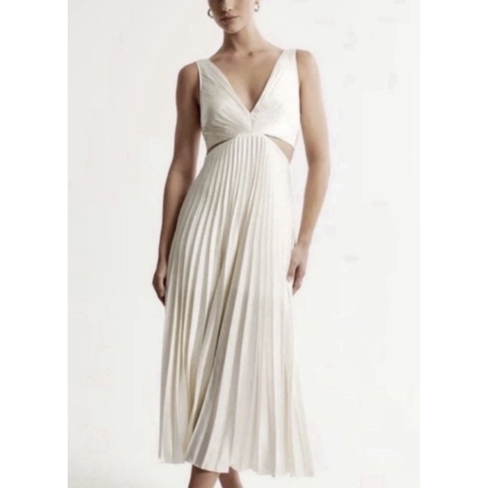 Abercrombie & Fitch Giselle Pleated Cutout Maxi Dress Size XS White